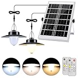 Qedertek Solarlampen für Außen/Innen, 32 LED Solar Hängelampen mit Bewegungsmelder, IP65 Wasserdicht 3 Modi Dimmbar Solar Lampe Outdoor für Garten Balkon Pavillon Terrasse (Warmweiß & Weiß)