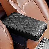 ZOSONET Armlehnenbox aus Gedächtnisschaum für Fahrzeuge - Leather Car Armrest Box Pad, Universal Auto Armlehnen Auflage, Auto Mittelkonsole Pad, Mittelkonsole Abdeckung, Dicke 5cm(Schwarz)