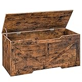 HOOBRO Truhen, 110 cm Truhenbank mit Deckel, Sitzbank mit Stauraum, Spielzeugkiste, aufbewahrungsbox, 2 Ringen, Robust, Stabil, für Kinder, Robust, Flur, Wohnzimmer Dunkelbraun EBF772CW01