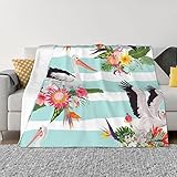 ZORIN Fleece-Überwurfdecke, 152,4 x 127 cm, tropisches Blumenmuster, gestreift, Kinder, Erwachsene, weiche, flauschige Flanelldecke, Bett, Sofa, Decke, Tagesdecke für Schlafzimmer, Reisen, Camping