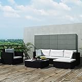 BULANED 6-TLG. Garten-Lounge-Set mit Kissen, Gartenmöbel Set, Balkon Möbel, Balkon Lounge, Gartenlounge, Gartensofa, Möbel Für Balkon, Loungesofa, Poly Rattan Schwarz