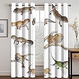 IZREEL 2Er Set Vorhänge Blickdicht Kinderzimmer 240X266cm (HxB), Modern Gardinen Mit Kälteschutz & Wärmeisolierend Für Schlafzimmer 3D Tier Eidechse Muster Thermogardine Ösenschal Küchenvorhang