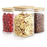 Praknu Vorratsdosen Glas mit Deckel 3er Set Eckig - Luftdicht - 6 Dichtungen - 1L - Spülmaschinenfest