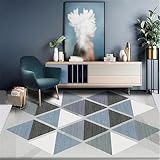 DJHWWD Balkon Teppich Teppich Dekoration Blau Dreiecks Minimalist Isches Muster Restaurant Langlebig Teppiche Wohnzimmer 80X160Cm Teppich Für Schlafzimmer 2Ft 7.5''X5Ft 3''