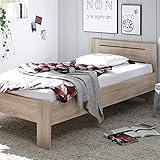 SATURN Stilvolles Futonbett 90 x 200 cm - Komfortables Jugendzimmer Einzelbett in Eiche Sonoma Optik - 95 x 76 x 204 cm (B/H/T)