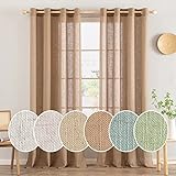 MIULEE Gardinen Vorhänge mit ösen Voile Vorhang Modern Leinenoptik Halbtransparent für Wohnzimmer Küchengardinen Kinderzimmer Raumteiler Schiebevorhang Schlaufenschal 2er Set Braun 245x140 cm (HxB)