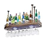 Wine Racks Industrial LOFT Wine Rack Wall Mounted Metal Wine Glass Hanging Rack Liquor Bottle Storage Holders Under Cabinet Cup Shelf Floating Shelves for Home Bar Wine Rack Stand Wine Racks