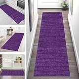 Teppich Läufer Flur Küche rutschfest waschbar Teppichläufer Lang 40X150CM Violett Abstrakt Küchenläufer Meterware Korridor Tepiche Kücheteppich Schlafzimmer Wohnzimmer Flurmatten Breit 40-120cm