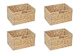 4er-Set Billy Regal Korb / 36 x 25 x 20 cm/Aus Wasserhyazinthe Natur/Faltkorb Flechtkorb Regalbox Storage Box Aufbewahrungskorb Schrankkorb klappbar faltbar und sehr stabil