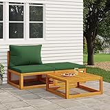 JUNZAI 3-TLG. Garten-Lounge-Set mit Kissen, Gartenmöbel, Balkonmöbel, Gartenlounge, Terassenmöbel Außen, Loungemöbel Balkon, Gartengarnitur, Massivholz Akazie