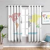 Verdunkelungsvorhang Kinderzimmer Junge Mädchen, 3D Abstrakte Farbige Weltkarte Muster Vorhang Blickdicht Ösen, Thermovorhänge 2Er Set Schlafzimmer, Gardinen Wohnzimmer Modern 280X260Cm (BxH)