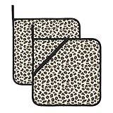 Topflappen, 2er-Set, Leopardenmuster, hitzebeständig, Topflappen für Küche, rutschfest, zum Kochen, Backen, Hot Pad, 20,5 x 20,5 cm