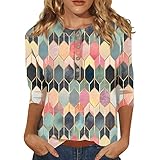 Spitzentop Damen Weiß Sexy Lange 3/4 Ärmel Notch V Ausschnitt BH Verlängerung Mit Blumen T Shirts Casual Shirts Loose Fit Blusenshirt Sommer Oberteile Damen Mit Knöpfen Sommerh,Mehrfarbig,XL