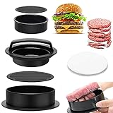 YOUYIKE® Burgerpresse Patty Maker,3 in 1 Handliche antihafte Form mit 100 Stück backpapier für perfekte Burger, Patties oder Frikadellen, Robustes spülmaschinenfeste Schwarz Hamburger Presse