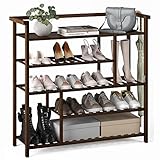Fibogollo Schuhregal mit 5 Etagen, Bambus-Schuhregal, Schuh-Organizer mit geräumiger Oberseite, großes Schuhregal für Schrank, Eingangsbereich, Schlafzimmer (braun)