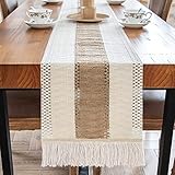 TischläUfer Modern 180 cm Lang, Table Runner Geruchsneutral, TischläUfer Hochzeit Boho Vintage, TischläUfer Makramee mit Quaste, Tisch LäUfer für Hochzeit/Bankett Dekorativ (Khaki)