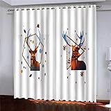 RANIEL Abstract Deer Vorhang Blickdicht Gardinen mit Ösen Geometria 3D Druck Blickdichte Vorhänge Vorhang Verdunkelung Wärmeisolierend Wohnzimmer Schlafzimmer 2 Stück 110x215 cm (BxH)