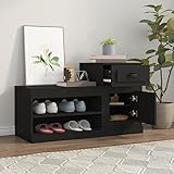 Tidyard Schuhschrank Schuhregal Schuhablage Schuhständer Schuhaufbewahrung Schuhtruhe Schuhorganizer Flurschrank Holzwerkstoff Schwarz 100x42x60 cm