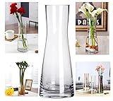 AMITD Vase Schmaler Hals, Glasvase Gross, Durchsichtige Vase für Pampasgras, Blumenvase Modern, Höhe 26cm,Natural