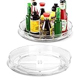 Fousenuk 2 stücke Küchen Organizer Drehbar, Kleiner Drehteller Durchsichtig aus BPA-Freiem Kunststoff für den Vorratsschrank, Kühlschrank, Drehbarer Gewürzhalter für Vorratsdosen und Gewürze