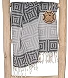 ZusenZomer Hamamtuch XXL Fouta 100x200 - Hamam Badetuch Strandtuch Saunatuch 100% Baumwolle - Damen und Herren - Oeko-TEX - Fair Trade Hammam Tücher (Grau)