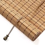 Bambus Rollo Sonnenschutz Sichtschutz Rollo Seitenzugrollo Raffrollos,Für Fenster und Türen,Natur Holzrollos,für Fenster und Türen,90% Schattierung,Anpassbar (85 x 90 cm)