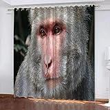 Gardinen Blickdicht Ösen Gardinen 2 Stück x 75 B x 166cm H Tier & Grauer AFFE Blickdicht Kräuselband Gardinen Wohnzimmer Vorhang Verdunkelung