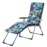 KADAX 2in1 Gartenliege, Stahl Liegestuhl mit Kissen, Klappbare Sonnenliege mit Traglast bis 110kg, Gartenstuhl mit Verstellbarer Fußstütze, Gartensessel (Dunkelblau)