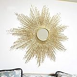 Badezimmerspiegel Vintage Kosmetikspiegel Antik Metall Rustikaler Hängespiegel Eingang Schlafzimmer Zuhause Goldene Sonnenform Dekor 311H (Größe: 60 cm) (100 cm)