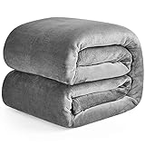 EHEYCIGA Kuscheldecke flauschig Grau, weiche warme Fleecedecke 150x200 als Decke Sofa, Wohndecke oder Couchdecke überwurf