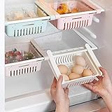 HapiLeap kühlschrank Schubladen, Einstellbare Lagerregal Kühlschrank Partition Layer Organizer, Ausziehbare, Organizer Kühlschrank Aufbewahrungsbox (4 Stück)