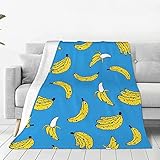 LATIZI 3D Print Blau Kuscheldecke 150x200 Banane Flanell Fleecedecke Weich Flauschige Decke für Bett Sofa Sofadecke Wohnzimmerdecke Deko Camping Wohndecken