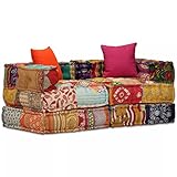 JUNZAI 2-Sitzer Modularer Pouf, Couch, Kleines Sofa, Sofa Schlafzimmer, Relaxsofa, Couch Jugendzimmer, Patchwork Stoff