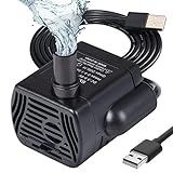 flintronic Aquarium Pumpe Klein, USB Mini Wasserpumpe, 200L/H Tauchpumpe Pumpe Aquarium Pumpe, für Teich Brunnen Aquarium, 3.5-9V 1-3W Kabel 1.4M(4 SAUGNAPF)