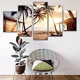 Targawerelax Canvas Painting Poster Leinwandbilder, Wandkunst, Gemälde, Meerblick, Strand, Kunstwerke Für Wohnzimmer, Schlafzimmer, 5 Paneele, Dekoration, Wanddekoration, Poster 200x100cm