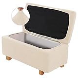 GYHH 2 Stück Stretch Ottomane Abdeckung Folding Lagerung Hocker Möbel Protector Ottomane Hockerbezug Rechteck Mit Elastischen Boden Hockerabdeckung (Natural,Large)