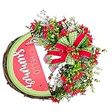 TOPPERFUN Wassermelonenkranz Hochzeitshänger Sommergirlande Grüne Kränze Für Die Haustür Künstlicher Kranz Obstkranz Künstlicher Blumenkranz Holztürzubehör Türkranz Hängende