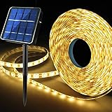 Homeleo Verbesserte 6M 180 LED Solar LED Strip, Wasserdicht Led streifen f¨¹r au?en, 8 Modi Automatisch EIN/AUS Solarlampen f¨¹r Garten Terrasse Balkon Deko Halloween Weihnachten Dekoration(Warmwei?)