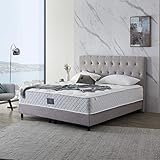 De RUCCI Boxspringbett Modell 211 mit Taschenfederkernmatratze, Bestes Preis-Leistungsverhältnis, DREI Farben und 4 Maße wählbar, einfache Montage (180 x 200 cm, Grau)