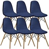 DHAEY Stuhlhussen 6er Set, Skandinavische Stuhlbezug Esszimmer Stuhlhussen Schalenstuhl Bezug Stretch Stuhlhussen Abnehmbar Waschbar Stuhlbezug für Esszimmerstühle Schwingstuhl Navyblau