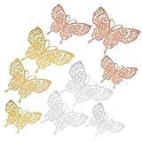 DOITOOL 36 Stück Dreidimensionaler Schmetterling Goldener Wand-Schmetterlingsaufkleber Kinderzimmer-Wanddekoration Spitzenapplikation Weihnachtsdekoration Goldenes Dekor