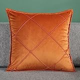 1 Kissenbezug 45x45cm, Zierkissenhüllen Orange Rhombus-Geometrie Samt Kopfkissenbezug Sitzkissen Dekokissen Couchkissen Dekoration