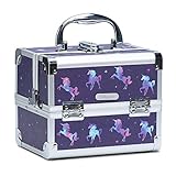 Schminkkoffer für Mädchen Kosmetikkoffer mit Spiegel Make up Koffer Leer Beauty Case Make up Case Make up Organizer Koffer Kosmetik Aufbewahrung, Einhorn