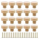 ALFFREUDE 20 Stück Holz Möbelknöpfe Runde Holz Schrankknöpfe Knauf, Natürliche Holzknauf Schubladengriffe mit Schrauben für Schrank, Kleiderschrank & Schublade - 30 x 25mm