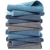 Polyte - Premium-Küchentuch aus Mikrofaser - Geripptes Frottee - Blau/Grau/Blaugrün - 40,6 x 71,1 cm - 12 Stück