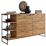 Sideboard Kommode 150 cm mit 2 Türen und 1 offenes Fach in Wildeiche massiv geölt, B/H/T ca. 150/85/40 cm