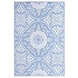 Festnight In- & Outdoor Teppich Outdoorteppich Teppich Wetterfest Balkon Vintage Gartenteppich Balkonteppich Terassenteppich Teppich Indoor Garten Terrasse Babyblau 190x290 cm PP