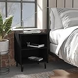 TECHPO Home Furniture Bettschrank mit Metallbeinen, schwarz, 40 x 30 x 50 cm