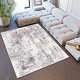 TAPISO Sky Teppich Kurzflor Modern Beige Grau Hellgrau Vintage Meliert Verwischt Design Wohnzimmer Schlafzimmer 3D Optik ÖKOTEX 200 x 300 cm