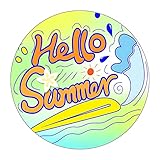 TOPJIAO Summer Hello Rundes Strandtuch, Pflaster, klebt Nicht am Sandgürtel, Strandtuch aus Quastenfasern Kick Board Schwimmer Kinder